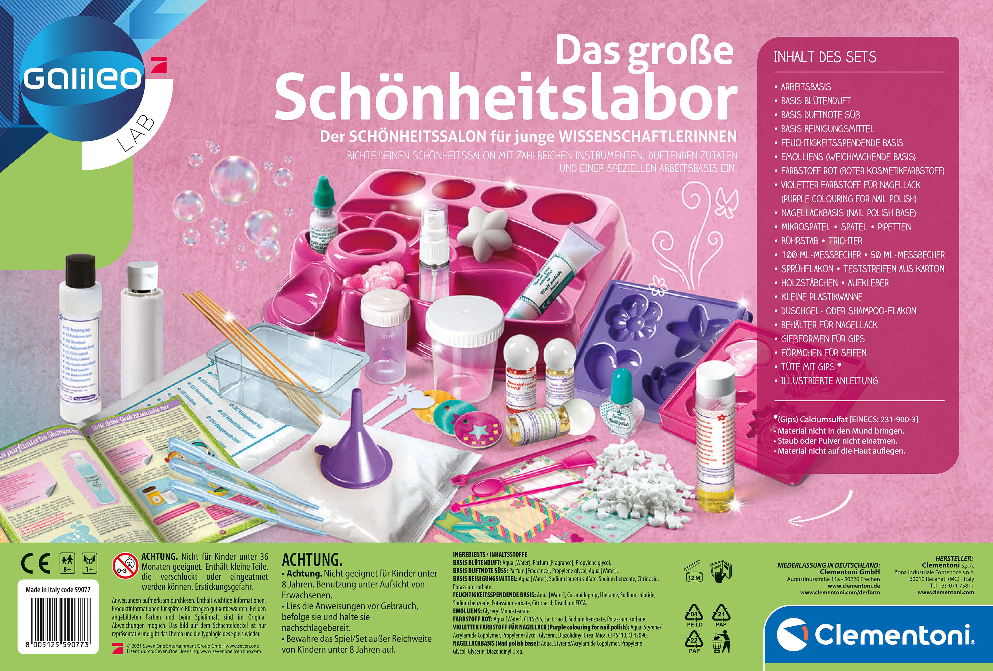 Experimentierkasten CLEMENTONI "Galileo, Das große Schönheitslabor", pink (weiß, neutral), Experimentierkästen, Kinder, Experimentierkasten, Made in Europe