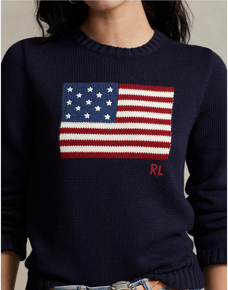 POLO RALPH LAUREN Pull col rond, motif drapeau américain
