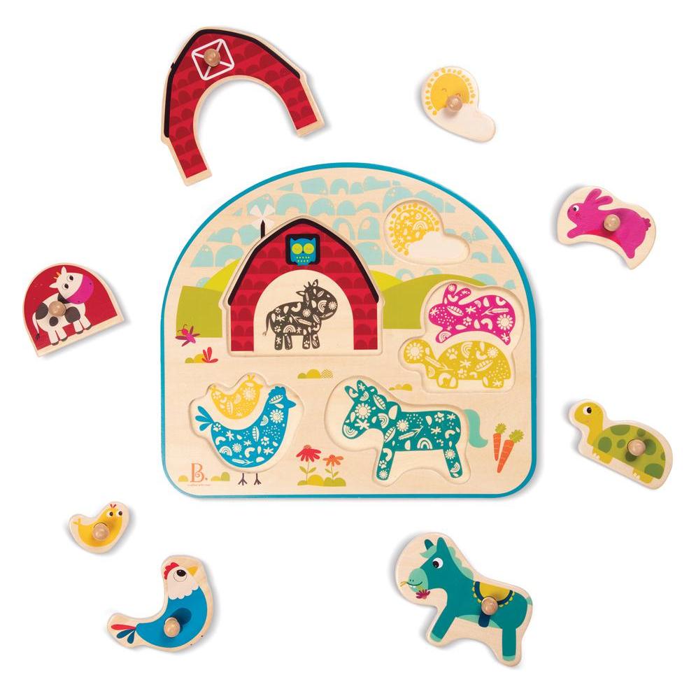 B.toys B. Animal Barnyard - Holzpuzzle Bauernhof 8-teilig (BX1843GZ)
