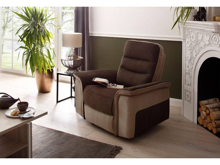 Relaxsessel HOME AFFAIRE Maldini, TV-Sessel , braun (braun, sand), Webstoff, Webstoff (96% Polyester, 4% Nylon), Sessel, Relaxsessel, mit elektrischer Relaxfunktion und USB-Steckeranschluss, Breite 109 cm