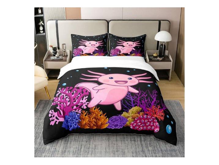LuxusKollektion Kinderbettwäsche Bettbezug Axolotl 155x220 cm Korallenriff