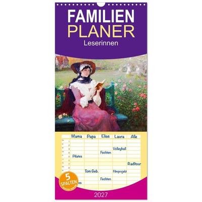 Familienplaner 2027 - Leserinnen mit 5 Spalten (Wandkalender, 21 x 45 cm) CALVENDO