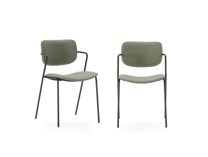 Calicosy Stühlen (Set aus 2) mit schwarzen metallbeinen - maika 49/55/48 cm, Grün, Kunststoff, 55x48x49 cm, Esszimmer, Stuhl