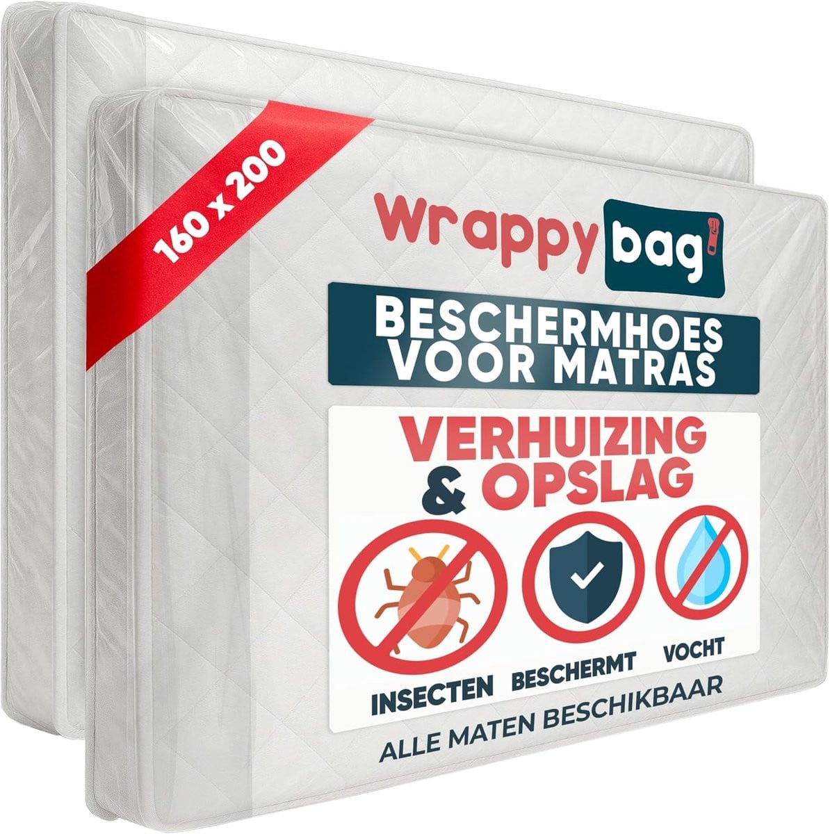 Transparante waterdichte matrasbeschermhoes voor transport en opslag - 160 x 200 cm