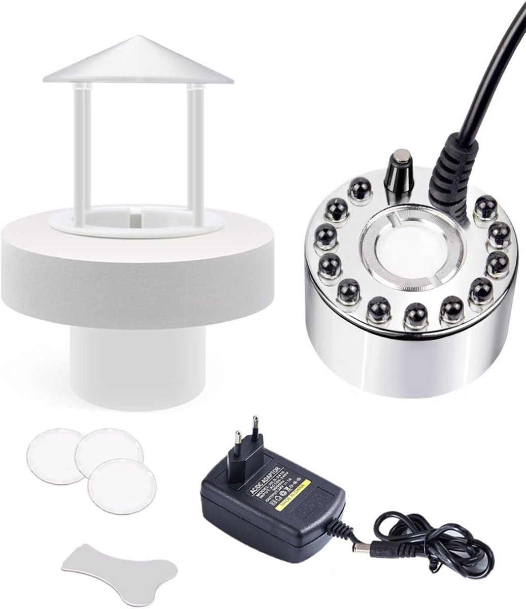 Ultrasone mistmaker met 12 LED-lampjes en spatwaterbescherming, 350 ml/u, wit/multicolor