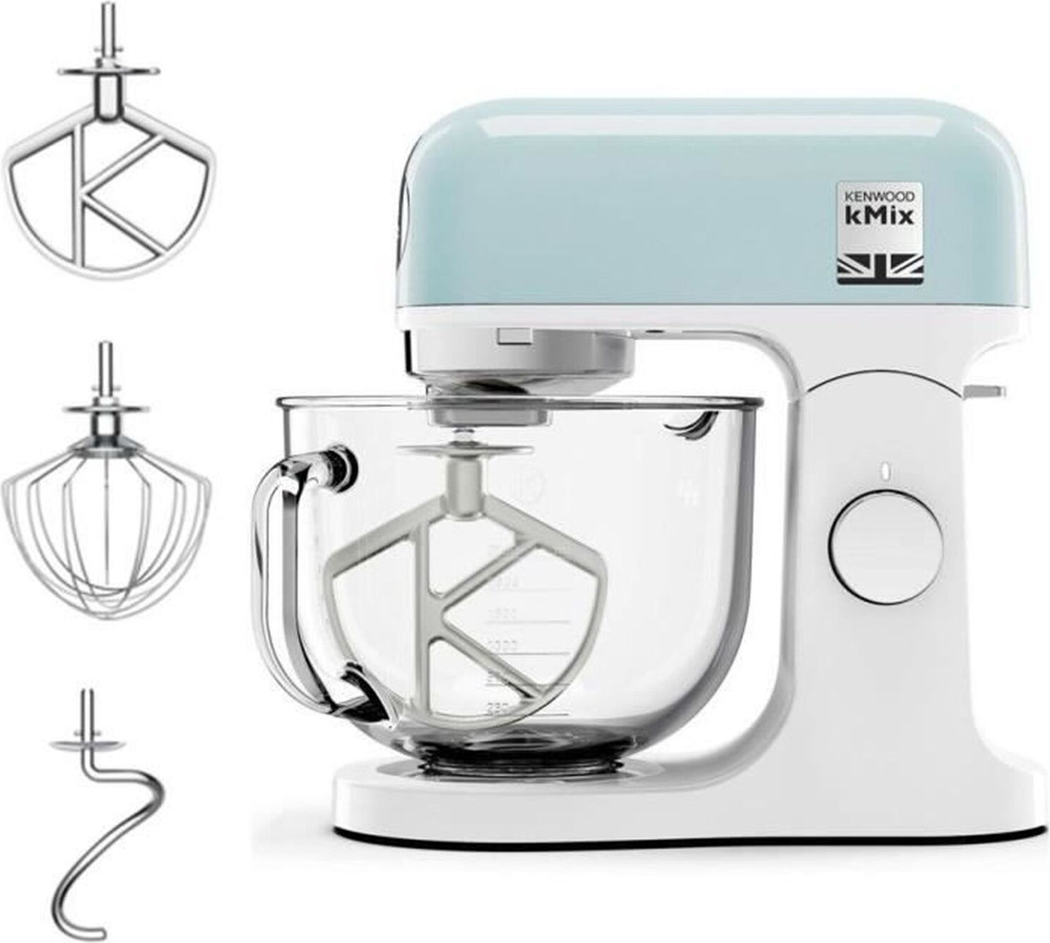Kenwood KMX754APB, Standmixer, Hellblau, Schlagen, Kneten, Mixen, Whisking, 5 l, Drehregler, Metall
