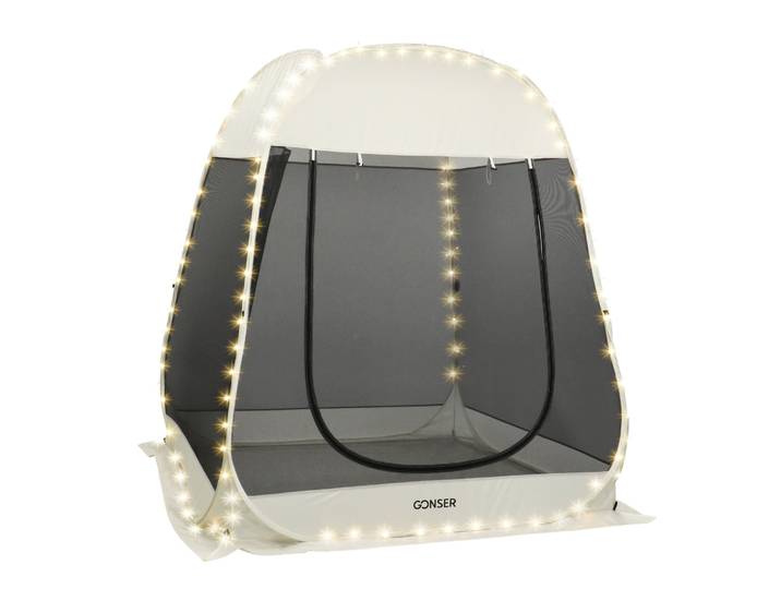 Pop-Up Pavillon LED 2-3 Personen 2 x 2 m transparent/schwarz