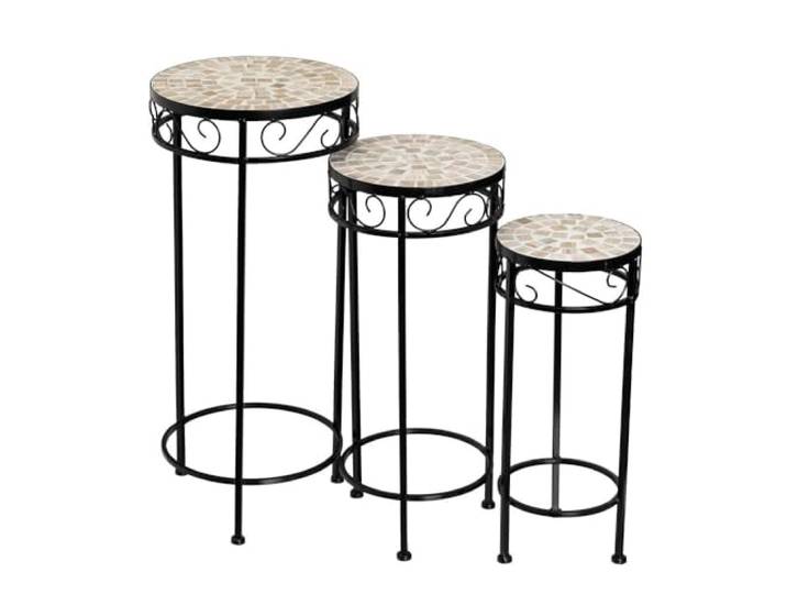 3er Set Beistelltische Smoky aus Metall in Schwarz