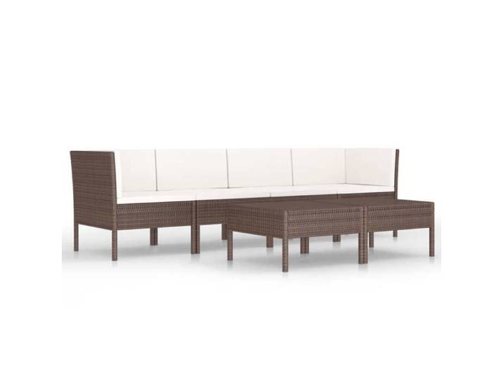 VD Salon de jardin 6 pcs avec coussins Résine tressée Marron Mobilier outdoor @EU687BONE