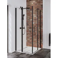 Schulte  ExpressPlus  Alexa  Style  2.0  Eckeinstieg  4-teilig  mit  Drehtüren  Black  Style  900/900  mm  -  Mattschwarz