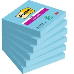 Post-it Super Sticky Haftnotizen 76 x 76 mm Blau Quadratisch 6 Stück à 90 Blatt