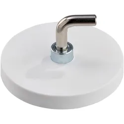 Gummierte Magnete mit Haken, L-Form 43 mm | weiß, Neodym, Gummi, Stahl