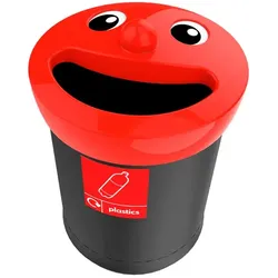 Mülleimer Smiley Face Bin Abfallbehälter 52 L schwarz rot für Schulen, Kindergärten und Kindertagesstätten