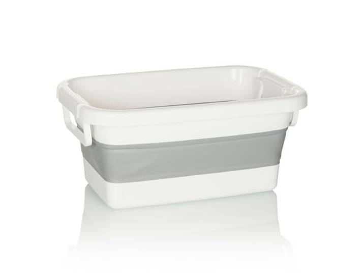 hjh OFFICE Bac Pliable Clean SILW\, Silicone\, Panier Pliable\, boîte de Rangement Portable\, Gris/Blanc\, 924003