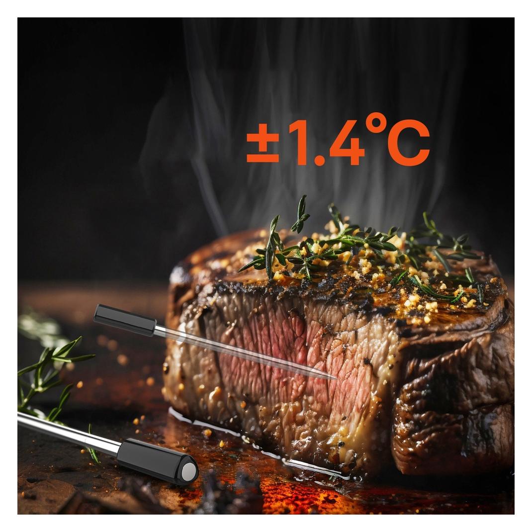 Metapen Termometr kuchenny Meatmeet Pro smart z aplikacją Bluetooth/WiFi grill piekarnik wędzarnia - czarny (6936360611300)