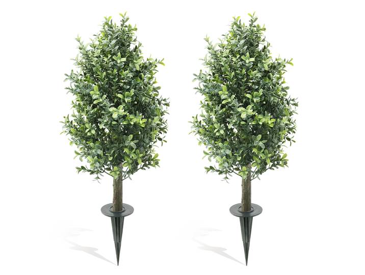 Topiaire artificielle en buis, 2 pièces, faux arbustes d'extérieur avec pointes au sol, buissons artificiels pour décoration de jardin de porche avant, 70cm 90cm