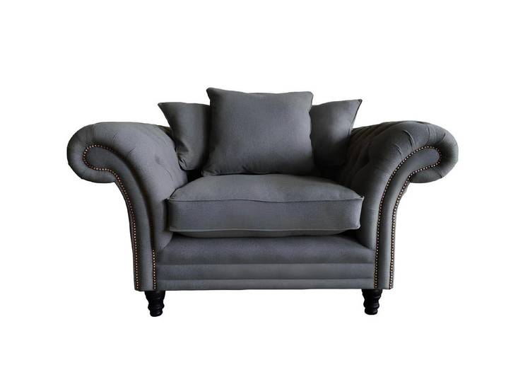 Xlmoebel Sessel Grauer Chesterfield-Sessel aus Textil mit elegantem Design (Sessel), Hergestellt in Europa