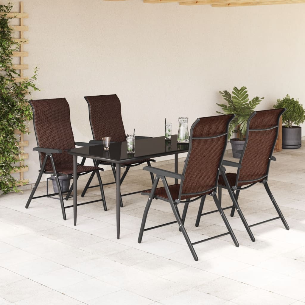 vidaXL Sillas plegables, 4 unidades, poliratán marrón Marrón