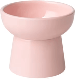 Inspire Picks ElevaBowl Ceramic Raised Pet Feeding Bowl With Neck Support pink
