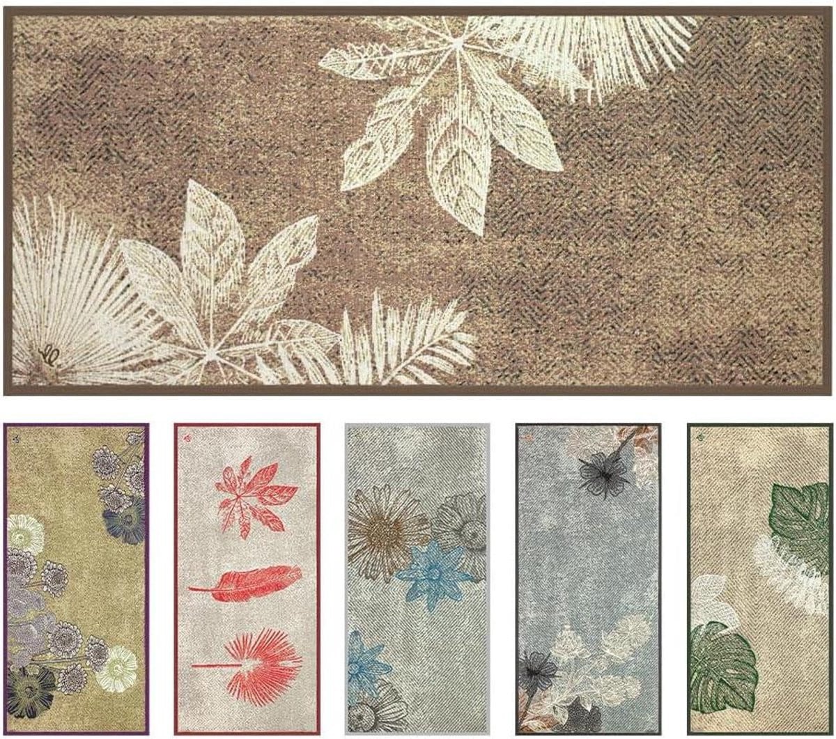 Keukentapijt Loper met Jacquard Bloemenpatroon - Antislip - Beige - 50 x 110 cm
