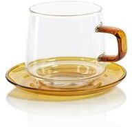 Zodax Bergamo Glass Tea & Coffee Cups and Saucers, Set of 4