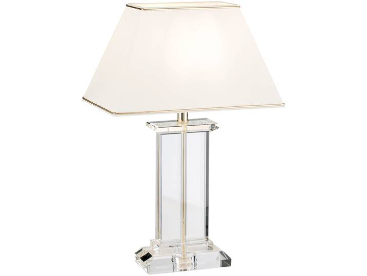 Briamond Tischlampe Veronique weiss, gold K9 Kristall/Stoff H 55 cm