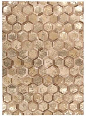 Nourison City Chic Glam Metallic Geometric Hair on Hide Area Rug
