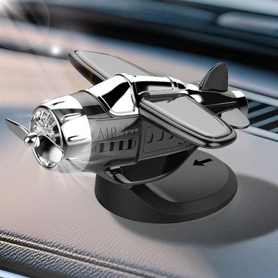 Uplifted Goods Solar Powered Rotating Airplane Dashboard Ornament yellow