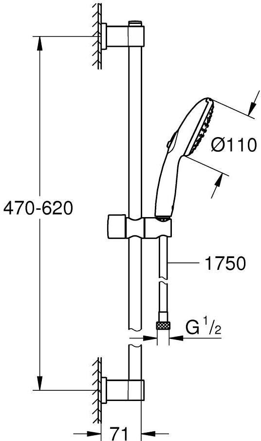 Duschsystem GROHE "Vitalio Start 110", schwarz, Brausegarnituren, Duschsystem schwarz Einheitsgröße