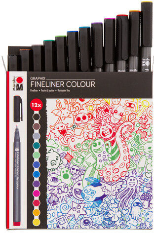 Graphix Fineliner Colour "Doodle Supreme", 12 Stifte