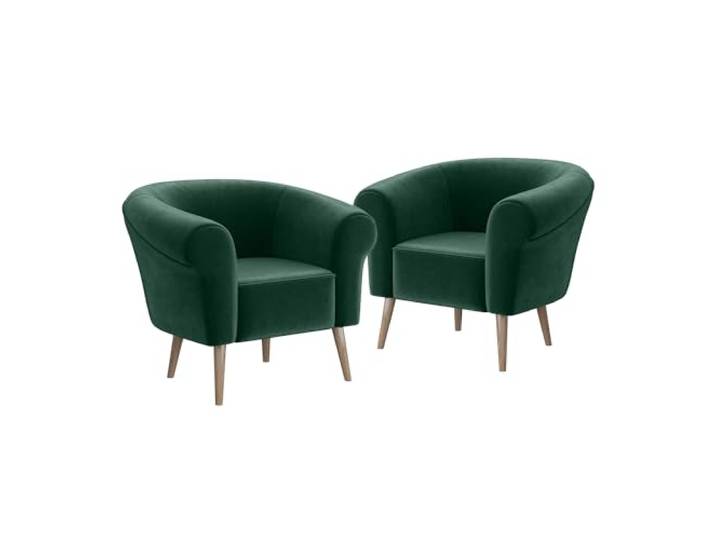 MEBLINI Sofa Sessel für Wohnzimmer 2er Set - Mini Lounge für Zwei Personen - Sitzgarnitur - Polstergarnitur - Emilia - 1+1 - Grün Samt