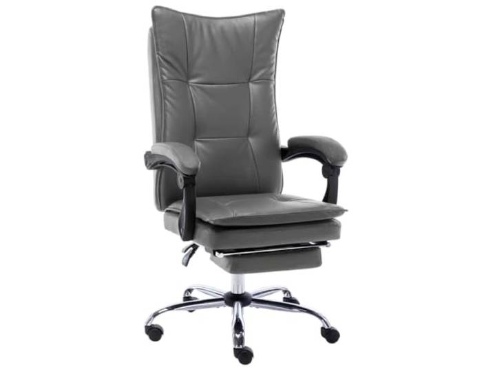 Favemtsl Ergonomischer Bürostuhl mit Liegefunktion & Fußstütze Anthrazit Stufenlos verstellbarer Liegesessel für Arbeitszimmer und Home Office, inklusive ausziehbarer Fußstütze und Nylonrollen.