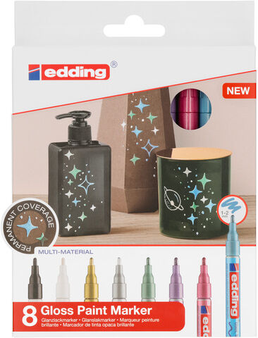 edding Glanzlackmarker, Metallic, 8 Stifte