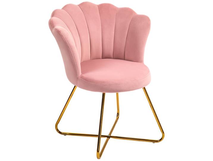 Fauteuil coquillage chaise coiffeuse en acier rose