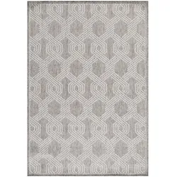 Teppich Balkon Geometrisch Pflegeleicht Waschbar Strapazierfähig Terrasse Küche Grau 160x230 cm OEKO-TEX Gekettelt – ORLA von Kadima Design