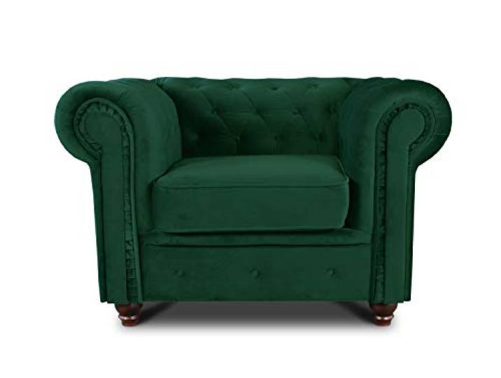 Sofnet - Sessel Chesterfield Asti (Dunkelgrün, Velvet 78) Couchsessel, Loungesessel, Glamour Design, Holzfüße, bequeme Polsterung, stilvoll für Wohnzimmer