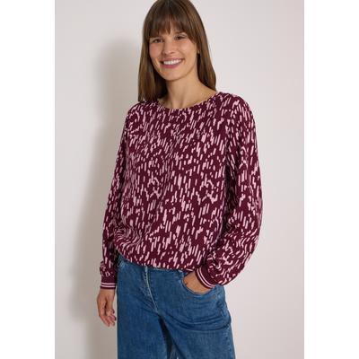 Langarmbluse CECIL, Damen, Gr. S (38), rot (rot wine), Stoff, 100% Viskose, gemustert, klassisch normal, Rundhals, Bündchen, Blusen, mit Rundhalsausschnitt