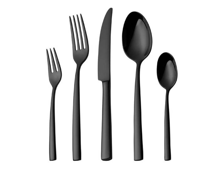 LuxusKollektion Besteck-Set Besteck Set 60-tlg. Schwarz Poliert 12 Personen
