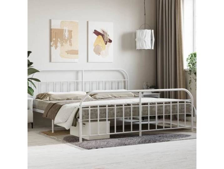 Structure de lit en métal blanc VIDAXL - 200x200cm - Contemporain - Design