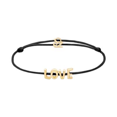 Armband ECHTZEIT "Schmuck Geschenk Edelstahl-Nylon-Armband Love Letters", gelbgoldfarben, schwarz, Armbänder, Damen, 21cm, Edelstahl Nylon, Edelstahl, Nylon, Armband