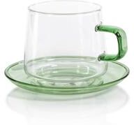 Zodax Bergamo Glass Tea & Coffee Cups and Saucers, Set of 4