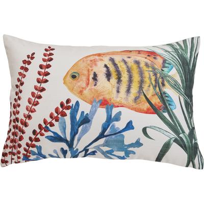 Dekokissen DONE. "Orange Fish", bunt (mehrfarbig), B:40cm L:60cm, Polyester, Dekokissen_Sitzkissen_Kissenhüllen, Vorderseitig bedruckte Kissenhülle in auffälligen Farben