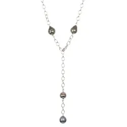 PERLEA Collier Tahitizuchtperlen ca. 8,5-11mm Silber rhodiniert