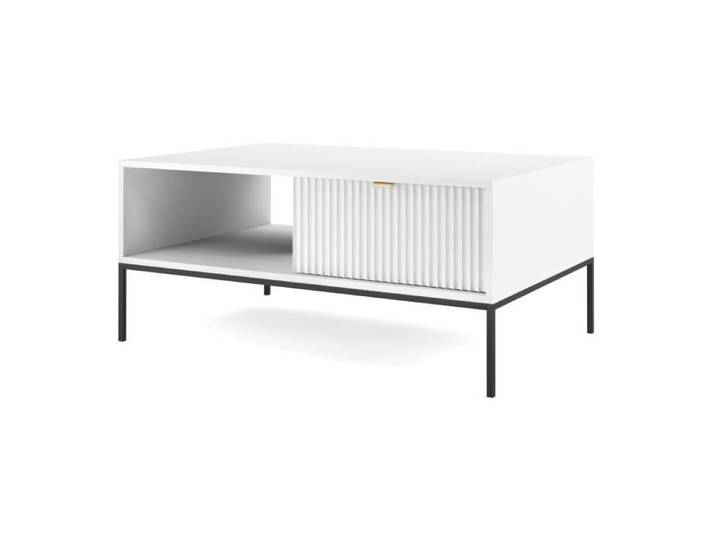 Table basse - blanc avec pieds noires - VELLORE