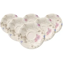 Villeroy & Boch Multipack Mariefleur Gris Basic Kaffee-/Teeuntertasse - 6 Stück, Untertasse, Mehrfarbig