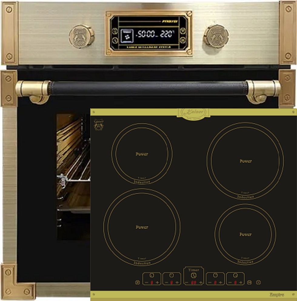 Kaiser Herd Set EH 6427 AD Retro Pyrolyse Einbau Backofen 73L 60 cm +KCT 6195 IEm Induktionskochfeld 60cm, Autark, Kochfeld 4xQickHeat Kochzonen