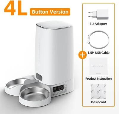 Uplift Essentials 4L Smart Automatic Pet Feeder With WiFi App & Manual Control button Double Bowl