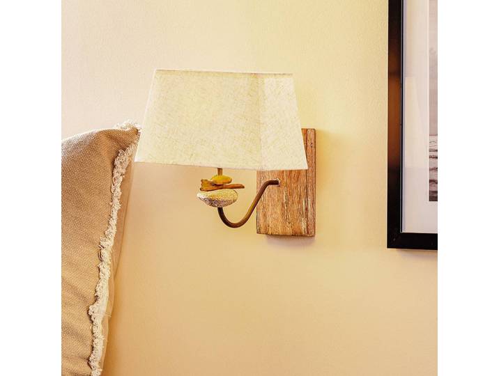 Wandlampe Seregon ONLI, dimmbar, Holz hell, für Wohn- / Esszimmer, Holz, Landhaus / Rustikal, Wandleuchte, Wandlampe Innen