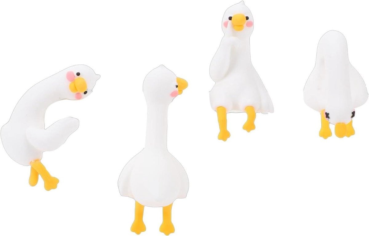 Set van 4 witte gans sculpturen voor bureau decoratie
