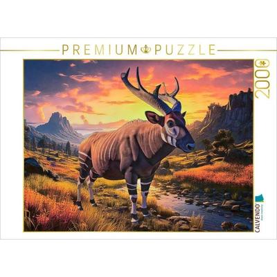 CALVENDO Puzzle Die bis zu 3 Meter große Rindergiraffe (Sivatherium) ist vor etwa 8000 Jahren ausgestorben. | 2000 Teile Lege-Größe 90x67cm